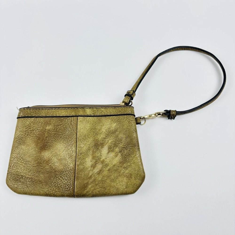 Wilsons Leather Vintage-Style Tan Clutch Wristlet Coin Purse Top Zip  Classy Y2K
